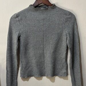 Derek Heart Charcoal Ribbed Long Sleeve Top